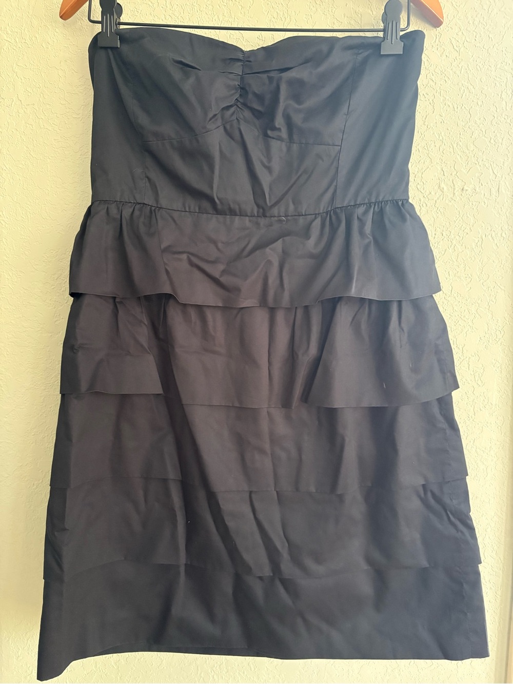J. Crew Black Strapless Tiered Ruffle Cocktail Dress
